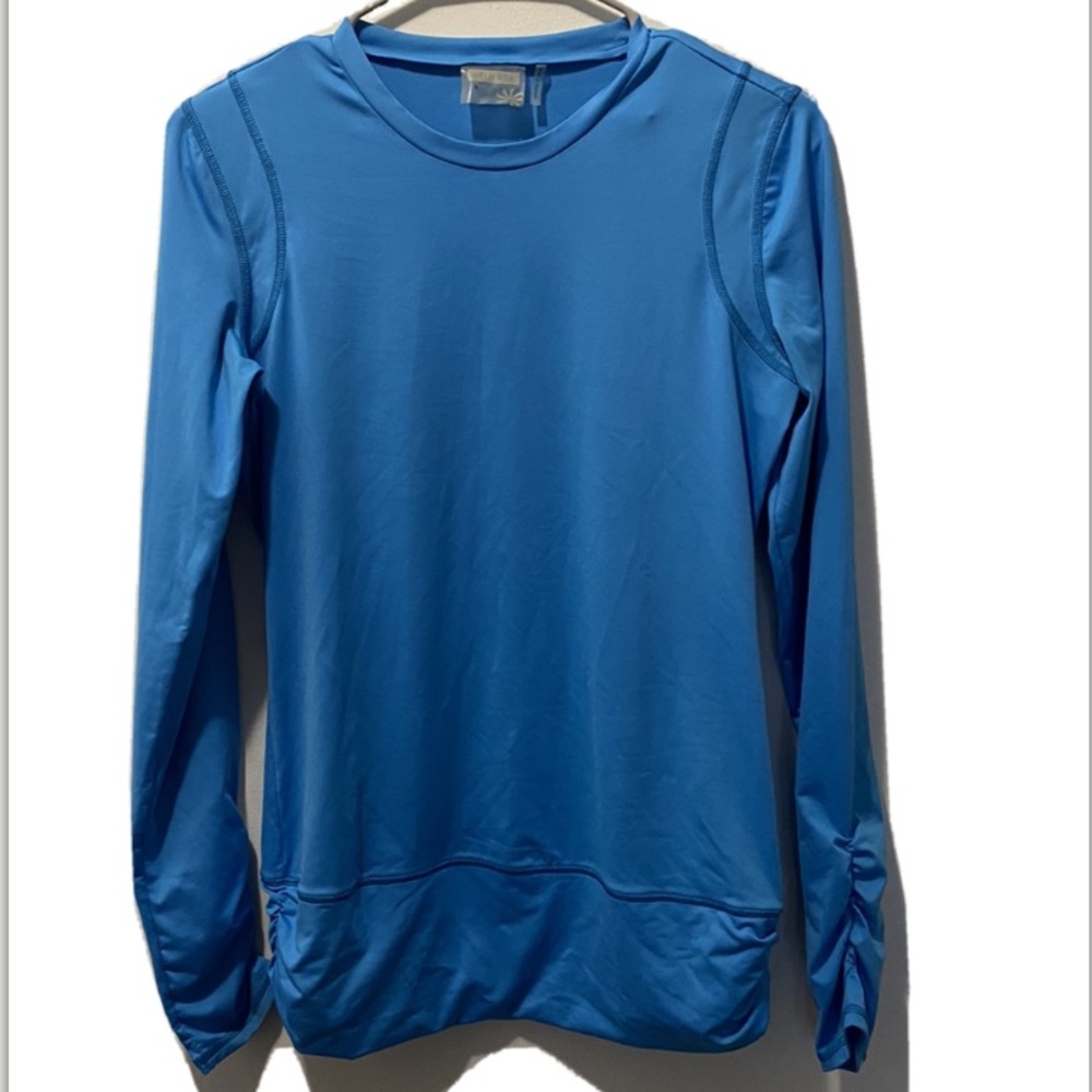 Athleta Blue Cinch It Up Longe Sleeve Top Size Sm